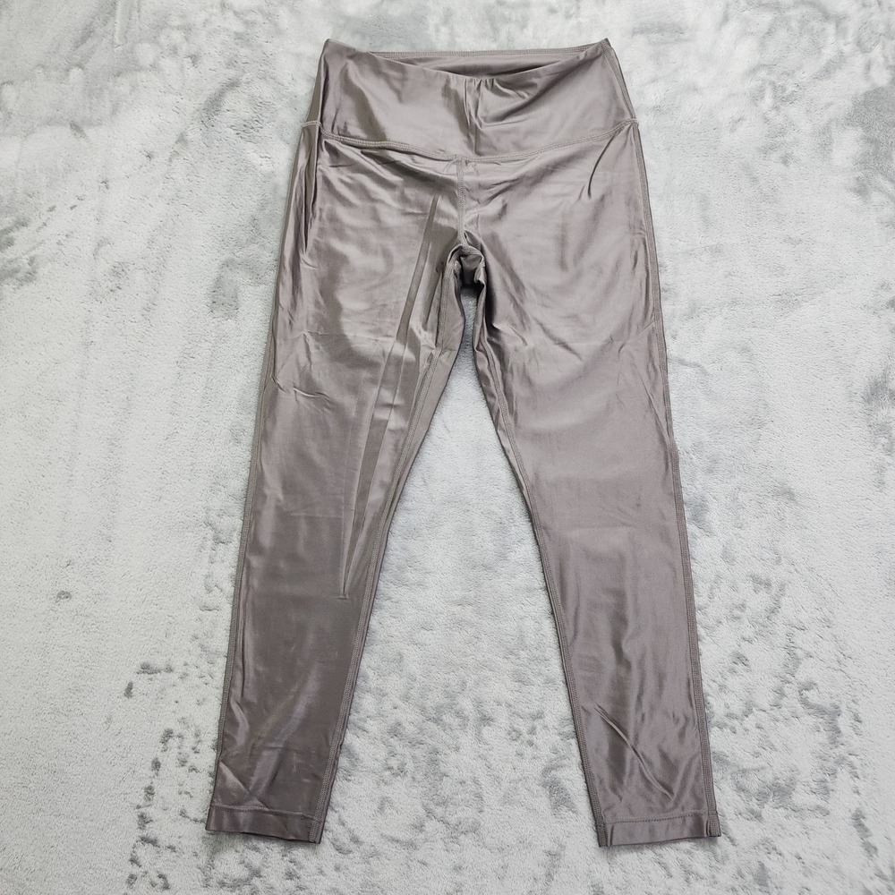 Zella Leggings Womens M Silver Gray Metallic Print Live In High Waist Ankle Yoga